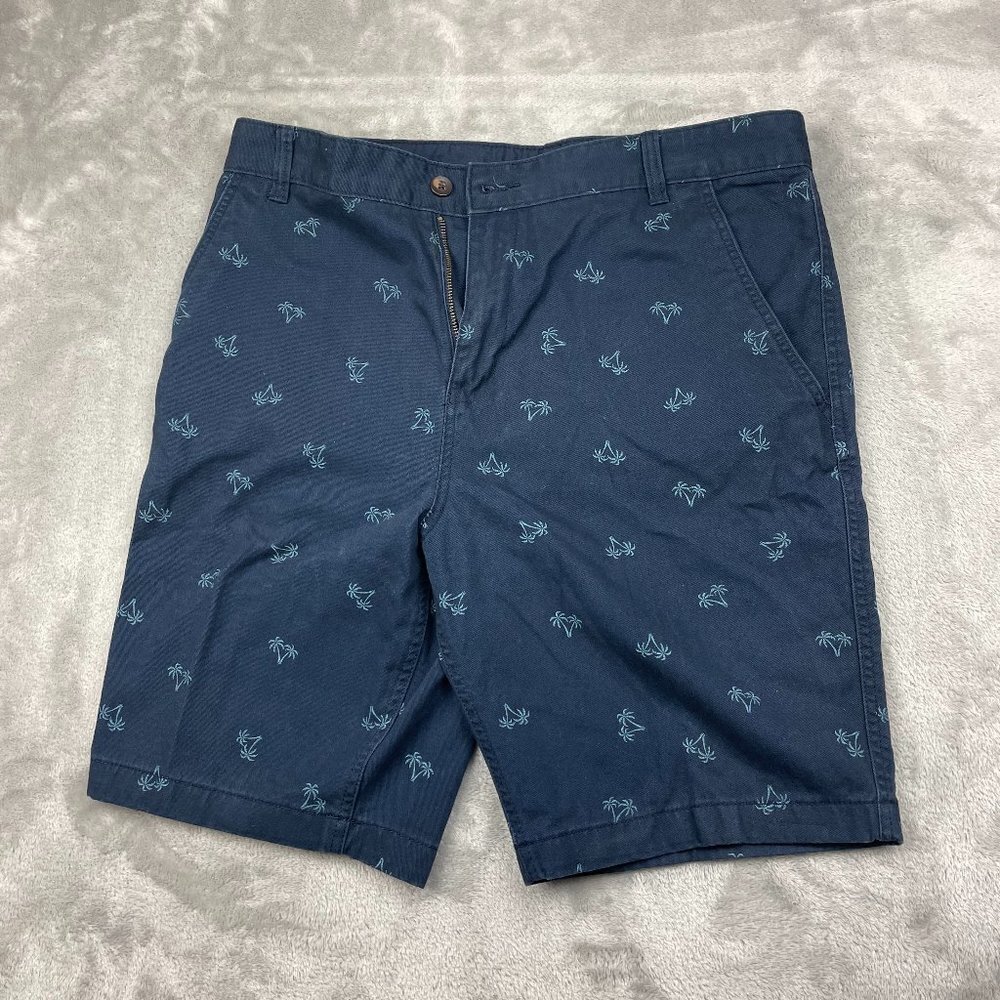 Faded Glory Palm Tree Casual Flat Front Shorts Men's Size 36